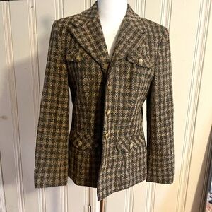 PENDLETON Womens Vintage Wool Boucle Knit Plaid 4 Button Blazer Size 6
